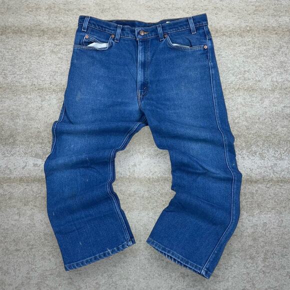 Vintage Orange Tab Levis 517 Jeans Bootcut Flared Fit Made in USA Dark Wash 80s - Picture 2 of 7